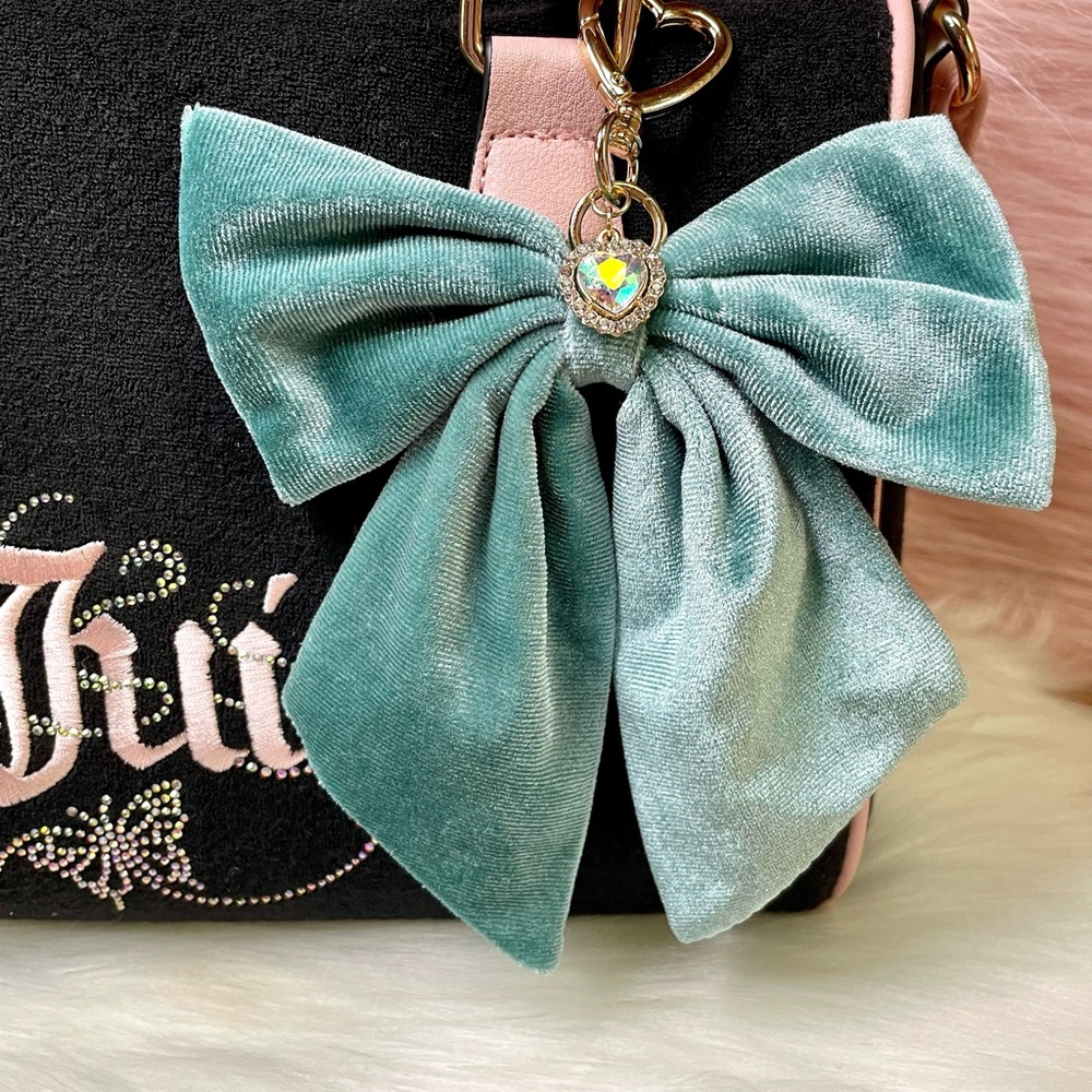 New Coquette Velour Teal Bow for Purse/ Bag/ Keychain